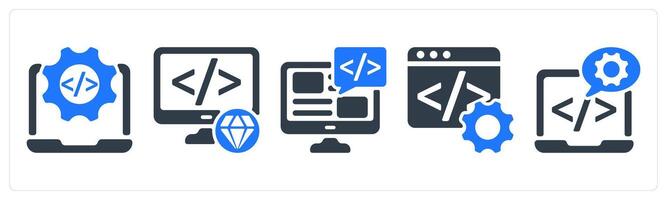 A set of 5 seo icons as website development, clean code, programming vector