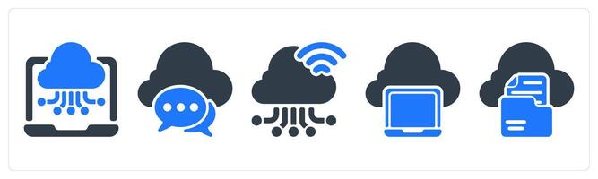 A set of 5 seo icons as cloud computing, cloud communication, cloud connection vector
