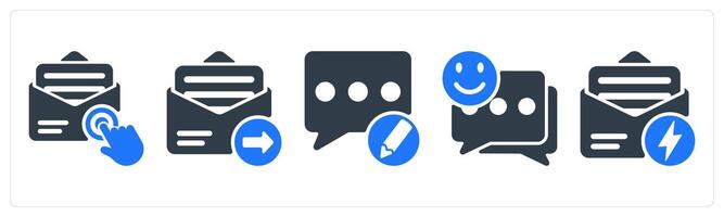 A set of 5 seo icons as email subscription, email send, edit comment vector