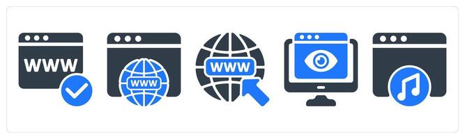 A set of 5 seo icons as domain registration, web domain, find web address vector