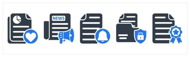 A set of 5 seo icons as favorite document, press releases, file notification vector