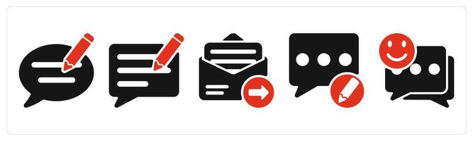 five seo icons as feedback writing, blog, email send vector
