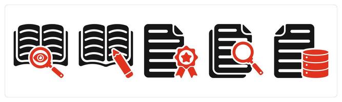 five seo icons as find content, article writing, seo certificate vector