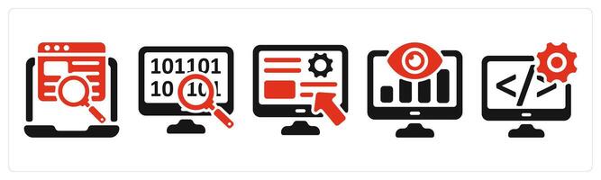 five seo icons as web search, data search, user interface vector