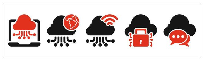 five seo icons as cloud computing cloud connection, cloud protection vector