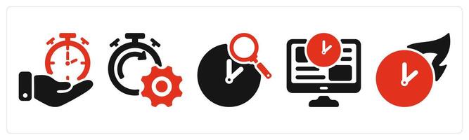 five seo icons as time management, seo performance, search time vector