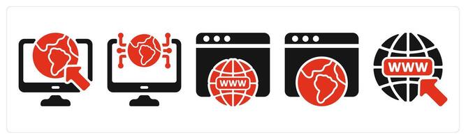 five seo icons as internet browsing, internet connectivity, web domain vector