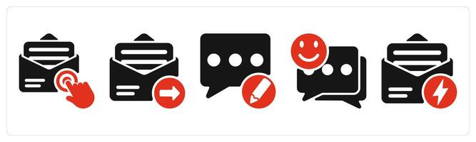 five seo icons as email subscription, email send, edit comment vector