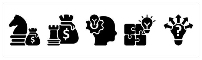 Set of 5 business icons as tactical investment, money tactics, idea making vector