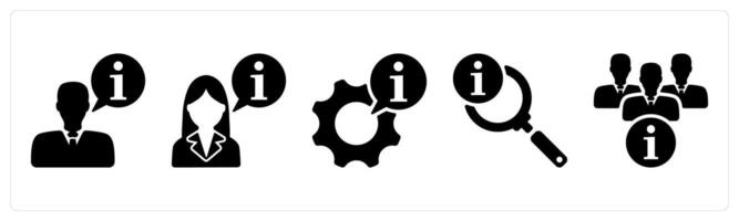Set of 5 business icons as business instruction, info setting, search info vector
