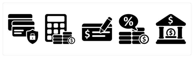 Set of 5 business icons as secure payment, budget, payment check vector