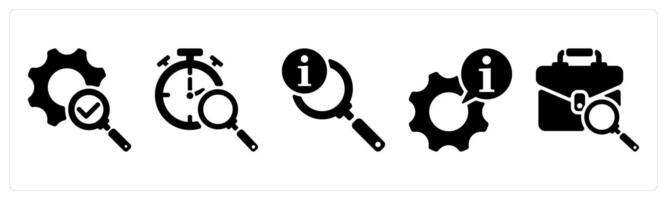 Set of 5 business icons as correction, history search, search info vector