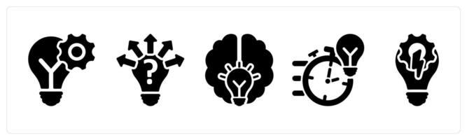 Set of 5 business icons as idea development, uncertanity, idea vector