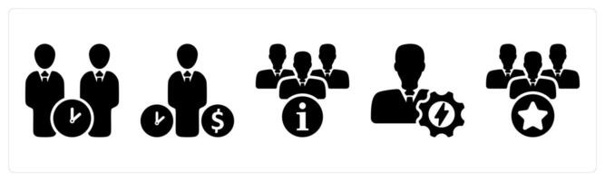 Set of 5 business icons as loan time relation, budget estimate, team information vector