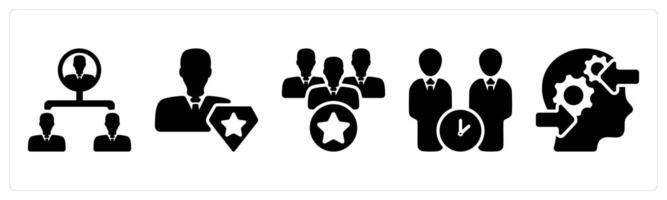 Set of 5 business icons as business hierarchy, pro member, leadership vector