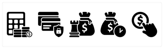 Set of 5 business icons as budget, secure payment, money tactics vector