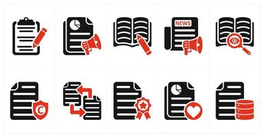 A set of 10 seo icons as advertising report, article writing vector