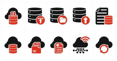 A set of 10 seo icons as cloud storage, backup, data storage vector