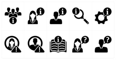 Ten business icons as team information, business instruction, search info vector
