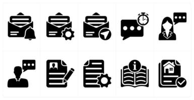 Ten business icons as mail notification, message setting, sending mail vector