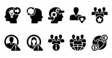 Ten business icons as keyword forward, mind reload, decision making process vector