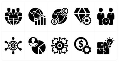 Ten business icons as global business, global report, global currency vector