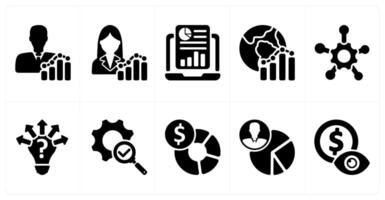 Ten business icons as employee report, online report, global report vector
