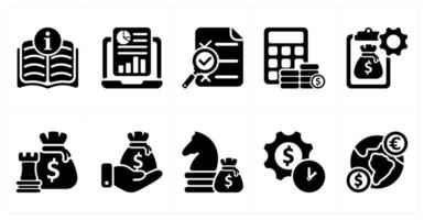 Ten business icons as manual, online report, search report vector