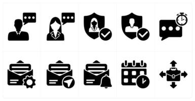 Ten business icons as consultant, user protection, quick response vector