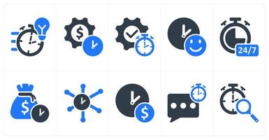 Set of 10 business icons as quick solution, investment time plan, productivity vector