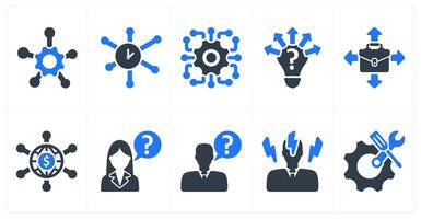 Set of 10 business icons as service network, time network, uncertanity vector