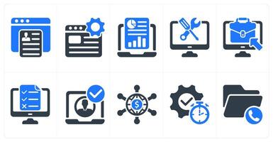 Set of 10 business icons as job apply, web service, online report vector