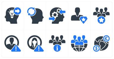 Set of 10 business icons as keyword forward, mind reload, decision making process vector