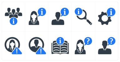 Set of 10 business icons as team information, business instruction, search info vector