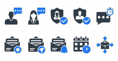 Set of 10 business icons as consultant, user protection, quick response vector