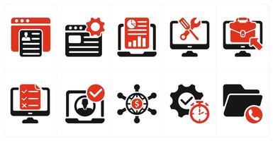 A set of 10 business icons as job apply, web service, online report vector