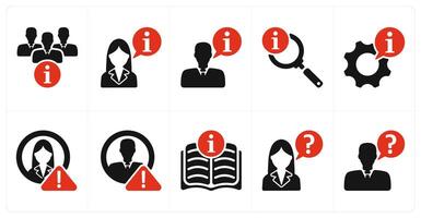 A set of 10 business icons as team information, business instruction, search info vector