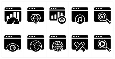 Ten seo icons as seo performance, website reputation, page view vector