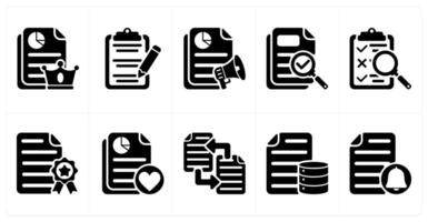 Ten seo icons as high quality content, content editing, advertising report vector