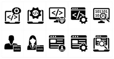Ten seo icons as software development, website development, clean code vector