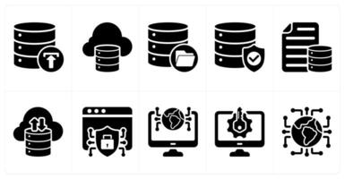 Ten seo icons as backup, storage, data storage, database protection vector