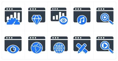 Set of 10 seo icons as seo performance, website reputation, page view vector