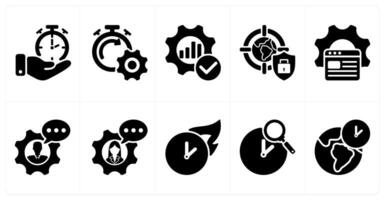Ten seo icons as time management, seo performance, optimization vector