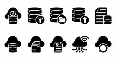 Ten seo icons as cloud storage, backup, data storage vector