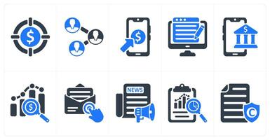 Set of 10 seo icons as target profit, business connectivity, pay per click vector