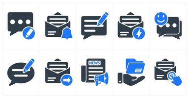 Set of 10 seo icons as edit comment, email alert, blog vector