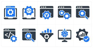 Set of 10 seo icons as website development, seo service, web settings vector