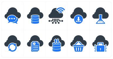 Set of 10 seo icons as cloud communication, storage, cloud connection vector
