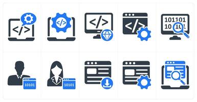 Set of 10 seo icons as software development, website development, clean code vector