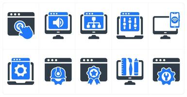 Set of 10 seo icons as touch, website audio, web hierarchy vector
